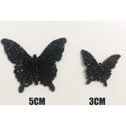 3Pcs Butterfly Crystal Rhinestone Patches DIY Motif Iron on Patches Applique Badge For Heat Transfer Clothing Shoe Bag Sticker