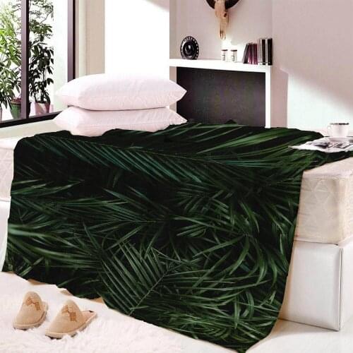 3D Palm Leaves Throw Blanket Tropical Leaf Fleece Blanket Turquoise Green Soft Fleece Blanket Plush Bedspreads