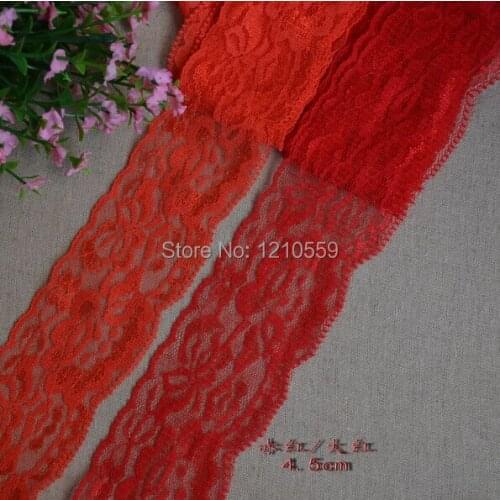 4 Meters Red 4.5CM Width Stretched Lace Fabric Trim for Lady Garment Wedding Dress