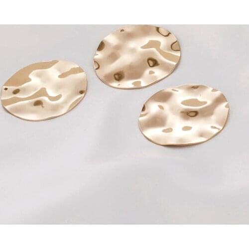 4PCS Round Wave Pendant Copper Sheet 14k Gold Plated for Jewelry Findings Components DIY Brass Accessories