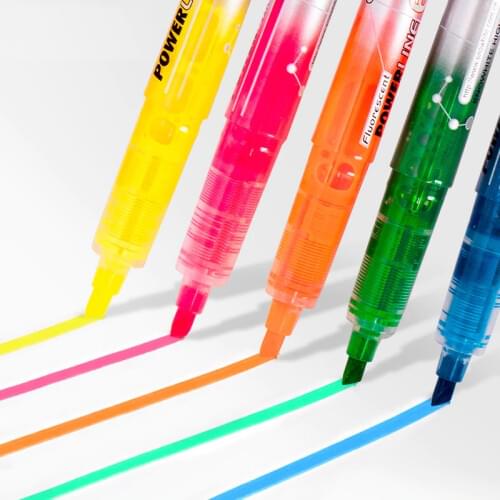 5pcs Power Line Free Ink Color Highlighter Marker Pen for Drawing Paint Stationery Office Accessories School Supplies A6054
