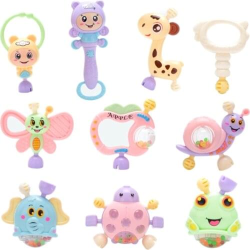 6-10pcs Baby Toys Hand Hold Jingle Shaking Bell Teether Ring Baby Rattles Toys Newborn Baby 0- 12 Months Teether Toys