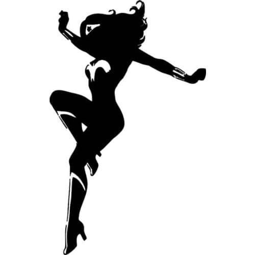 8.5*13.7CM Sexy Fighting Warrior Girl Car Sticker Black/Silver Vinyl Zero Defect Decal Cool Style Fashion Design C20-0513