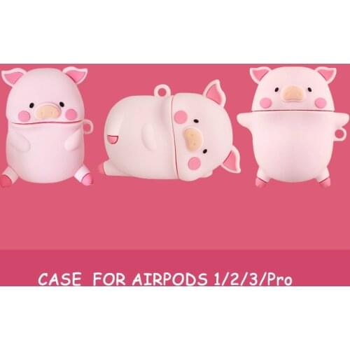 For Airpods 1 2 3D Cute Cartoon Funny Pink Pig Earpods Case for Apple Airpods 2 Piggy Wireless Earphone Cover Shell Charging Box