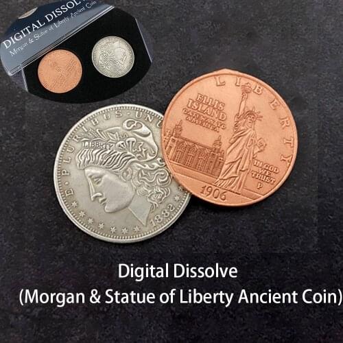 Digital Dissolve (Morgan & Statue of Liberty Ancient Coin) Magic Tricks Stage Close Up Magia Mentalism Illusion Gimmick Props