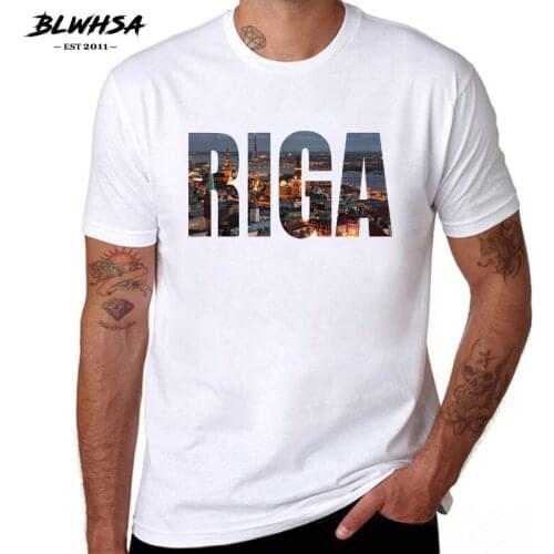 BLWHSA Riga City Prined T shirt Men Casual Short Sleeve 100% Cotton Brand Design T-shirts Latvia City Riga Men Clothes