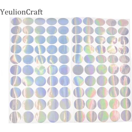 Chzimade 100Pcs/lot 25mm Holographic Round Label Stickers Waterproof PVC Scrapbooking Void Stickers Handmade Crafts