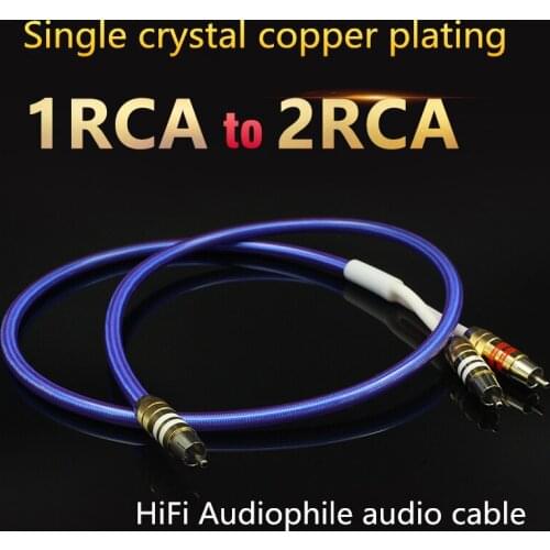Audiophile Xangsane single lotus to double lotus one minute two audio cable 1RCA to 2RCA male