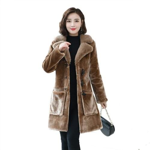 Cashmere Coat Women Winter New 2021 Winter Fur Jacket Women Coats Long Slim Thickening Warm Pakra Female Outerwear White