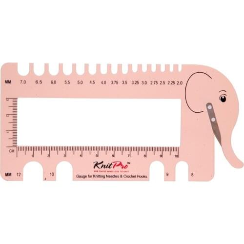 KnitPro Needle & Crochet View Sizer Crochet Needle Elephant Gauge With Yarn Cutter