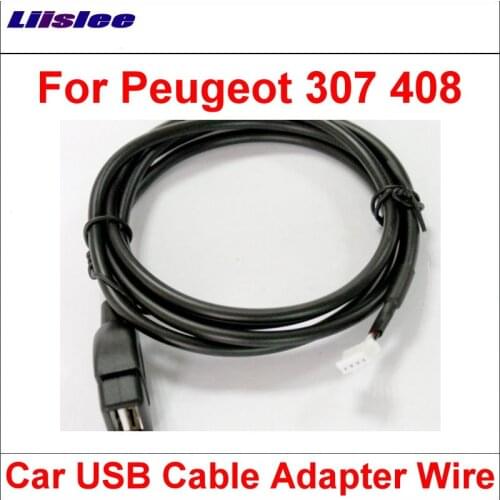Liislee Original Plugs To USB Adapter Conector For Peugeot 307 408 Car CD Radio Audio Media Cable Data Wire