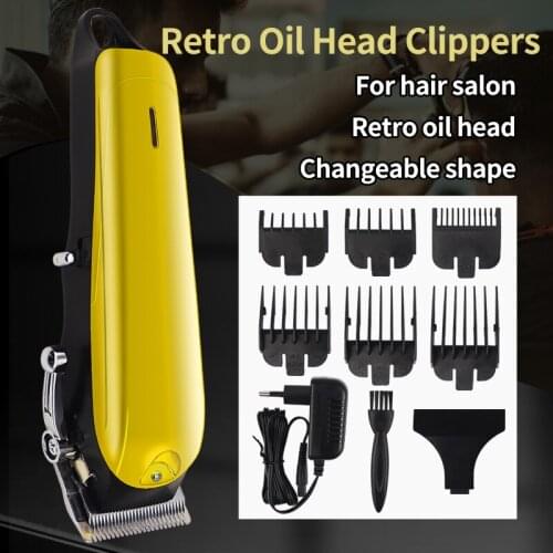 Men Professional Hair Clipper All-Metal Golden Hair Trimmer Hair Cutter Machine Hair Cut Magic Rechargeable