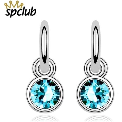 Fashion Jewelry Crystals From Swarovski Charm Earrings Sweet Round Drop Jewellery Dangle Earrings Brincos Trend High Quality