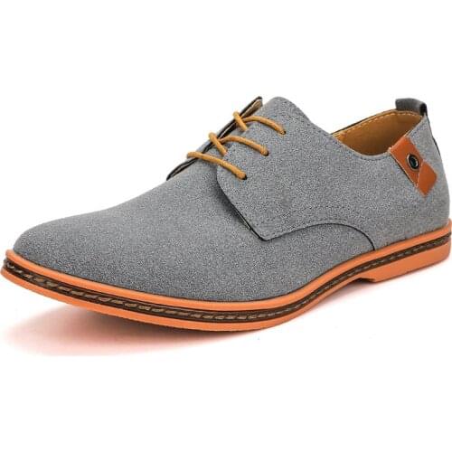Mens Shoes Uniform Oxford Shoes Leather Suede Lace Up Plus Size Big Size Round-toe Casual Leisure Form Spring Flats