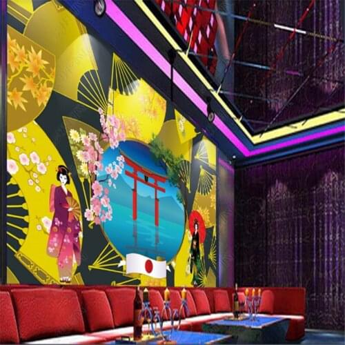 Modern Japanese Restaurant Wallpaper Industrial Decor Fan Gourmet Cuisine Background Wall Papers 3D Murals Papel De Parede 3d