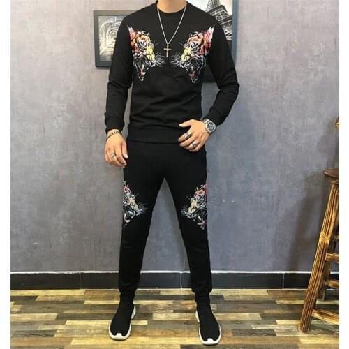Autumn and winter hot mens high-quality sportswear slim suit jogging sportswear two-piece suit