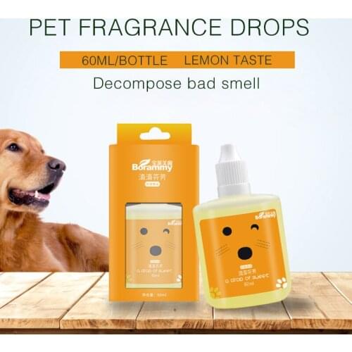 Household Pet Fragrance Drops Pet Perfume Liquid for Dogs and Cats Sterilize and Deodorize Air Purify Lemon Flavor 60ml
