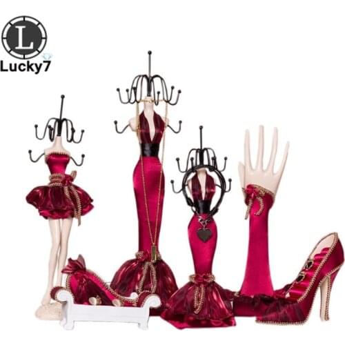 Resin Model Ring Earring Necklace Display Rack Hand Model High Heels Sofa Ring Display Stand Iron Princess Jewelry Props Display