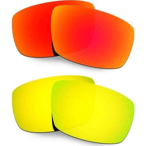 HKUCO For Spy Optic Logan Sunglasses Polarized Replacement Lenses 2 Pairs Red & Gold