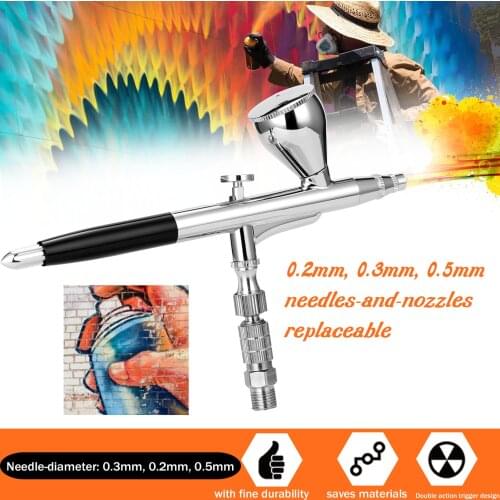 Professional Airbrush Set for Making Art Painting with G1/8 Adapter Wrentch 2 Needles 2 Nozzles Hose Oil-water Separator Dropper