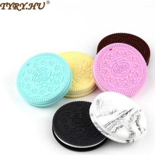 TYRY.HU Silicone Cookies Teethers 10pcs/lot Biscuits Baby Teether Baby Nursing Teeth Teether Toy BPA Free