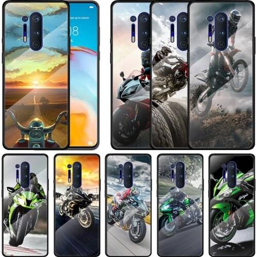 Retro Moto Cross Motorcycle For Oneplus 9R 9 8T 8 Nord Z 7T 7 Pro 5G Tempered Glass Shell Phone Case Cover