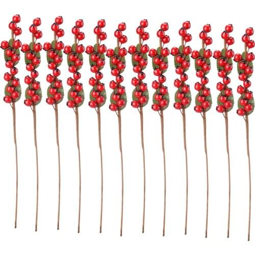 Branches Of Various Red Berry Grains Pack Of 10 Crafts Artificial Christmas 12pcs Synthetic Pine Picks DIY Fake Flowers Bouquet
