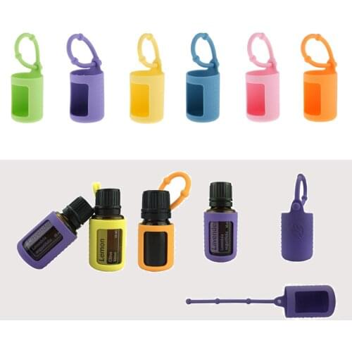 6 Pieces Silicone 15ml Roller Bottles Holders Sleeves Essential Oil Case Protector Blue Pink Purple Green Yellow Orange