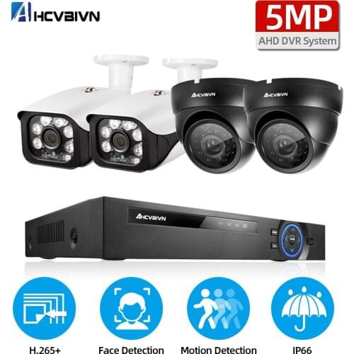 4CH 5MP AHD DVR Kit Home CCTV Monitoring Camera Security System Kit H.265 4MP Outdoor Waterproof Video Surveillance System Set