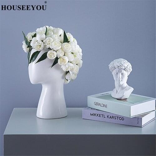 Modern Nordic Style Creative Portrait Vase Human Head Decorative Home Decoration Sculpture Model Wedding Flower Pot