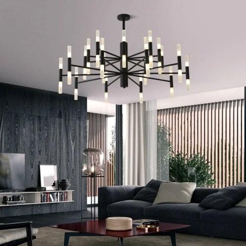 Modern Black Gold Led Art Ceiling Chandelier Light Lamp for Kitchen Living Room Bedroom