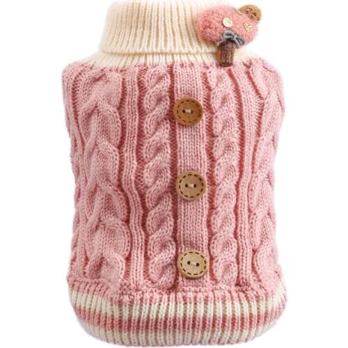 Pet Sweater Dogs and Cats Warm and Comfortable in Autumn and Winter Home Clothes Cat Clothes Teddy Bear Twist Button Sweater