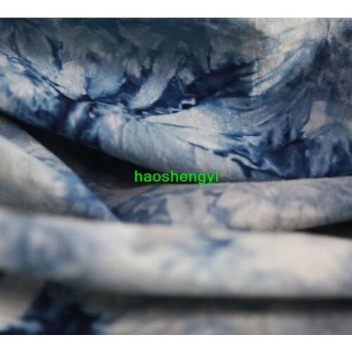 Traditional handmade blue dyed cotton indigo plant dyeing fabric