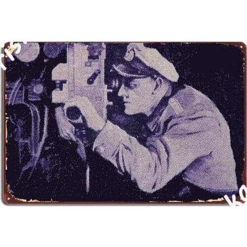 U Boat Captain With Periscope U Boot War Poster Metal Plaque Home Plaques Wall Cave Designing Tin Sign Poster