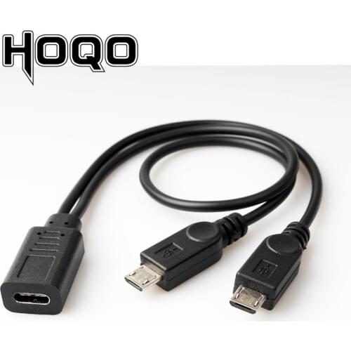 USB-C Y cable USB Type-c Female Connector to Dual Micro usb Male usbc 2.0 Splitter 1 Female to 2 Male Data Charge Extension Cord