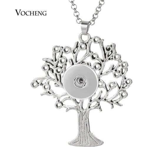 Vocheng Ginger Snap Button Necklace Family Tree Pendant fit 18mm snaps with Stainless Steel Chain NN-672