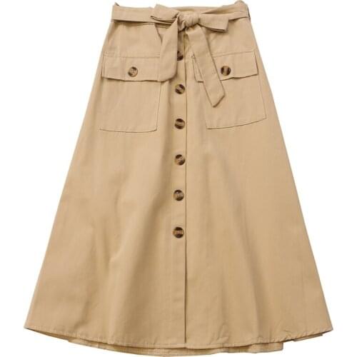 ZG1715 spring 2021 new female bow Literary temperament women high waist single breasted skirt cheap wholesale