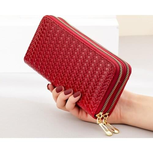 Womens Long Wallet New Ladies Fashion Zipper Coin Purse Double-Layer High Capacity Mobile Phone Bag Multifunction Card Package