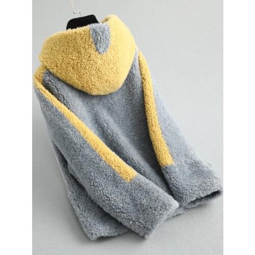 Real Fur Coat Female Jacket 2020 Autumn Winter Jacket Women Hooded Lamb Fur Korean Jackets Wool Coats Abrigo Mujer MY