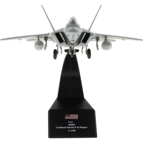 1/100th Die-Cast American F-22 Fighter Raptor Plane Aircraft Model Keepsake
