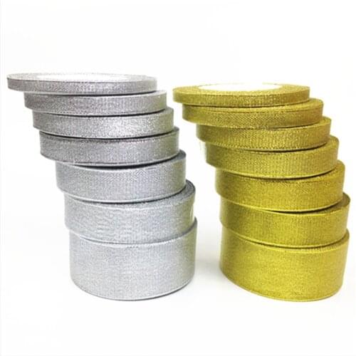 1 Roll 25 Yards Length Silver Gold Polyester Ribbon Chrismas Wedding Decor Wrap Box Package Onion Fabric Ribbons DIY Accessories