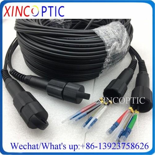 100M 8F,SM,9/125,G657A,8Fibers PDLCUPC-PDLC/SC/FC/ST LSZH/TPU 8C Armored Fiber Optic Patch Cord FTTH CPRI Black Cable Connector