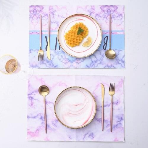 2-4PCS Place Mat Marble Pattern Tableware Pad Placemat Table Oil Water Resistant Non-Slip Simple Placemats Rectangle Coaster Set