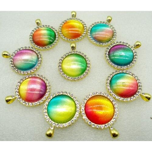 2020 new 8PC Natural Stone Quartz Crystal Unakite Opal aventurine Round Shaped Pendant Diy Jewelry Making necklace for woman man