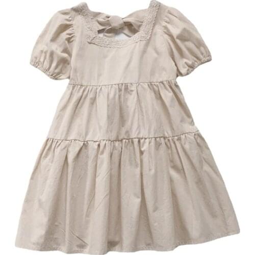 2021 Summer Casual Solid Girls Dress Lace Kids Dresses For Girls High Quality Fashion Girl Clothes