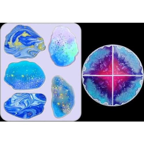 5 Irregular Cavity Silicone Epoxy Resin Cup Pad Coaster DIY Craft Making Mould Slip Insulation Pad For Resin Art Home Decoration