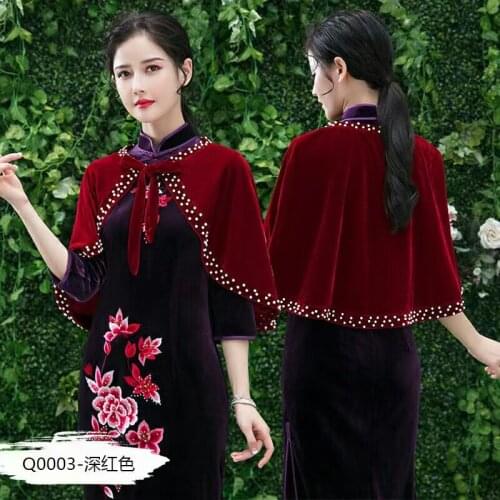 Velvet Party wrap Black Wedding Shawl Pearls On Mother Dress Cape