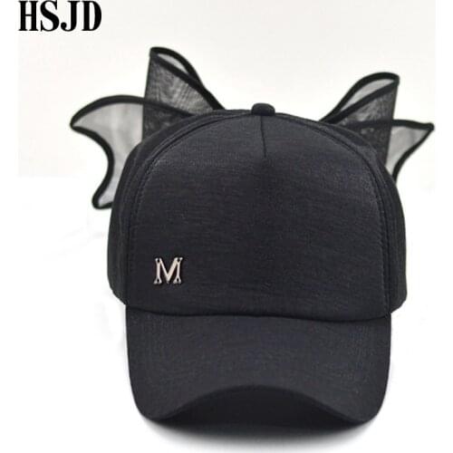 Big Bowknot Baseball Cap for Girl M mark Pink hat for Women Summer Adult Bow Caps Snapback Hip Hop Caps with a straight visor