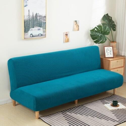 Large Armless Sofa Bed Slipcover Couch Cover Without Armrests Stretch Folding Futon Cover Dust-proof Elastic Removable Jacquard
