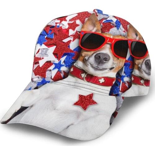 CINESSD Russell Dog On Independence Day 4th Of July With USA Stars Baseball Cap caps Classic Style hat Casual Sport Outdoor cap